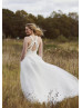 Halter Neck Ivory Lace Tulle Boho Wedding Dress